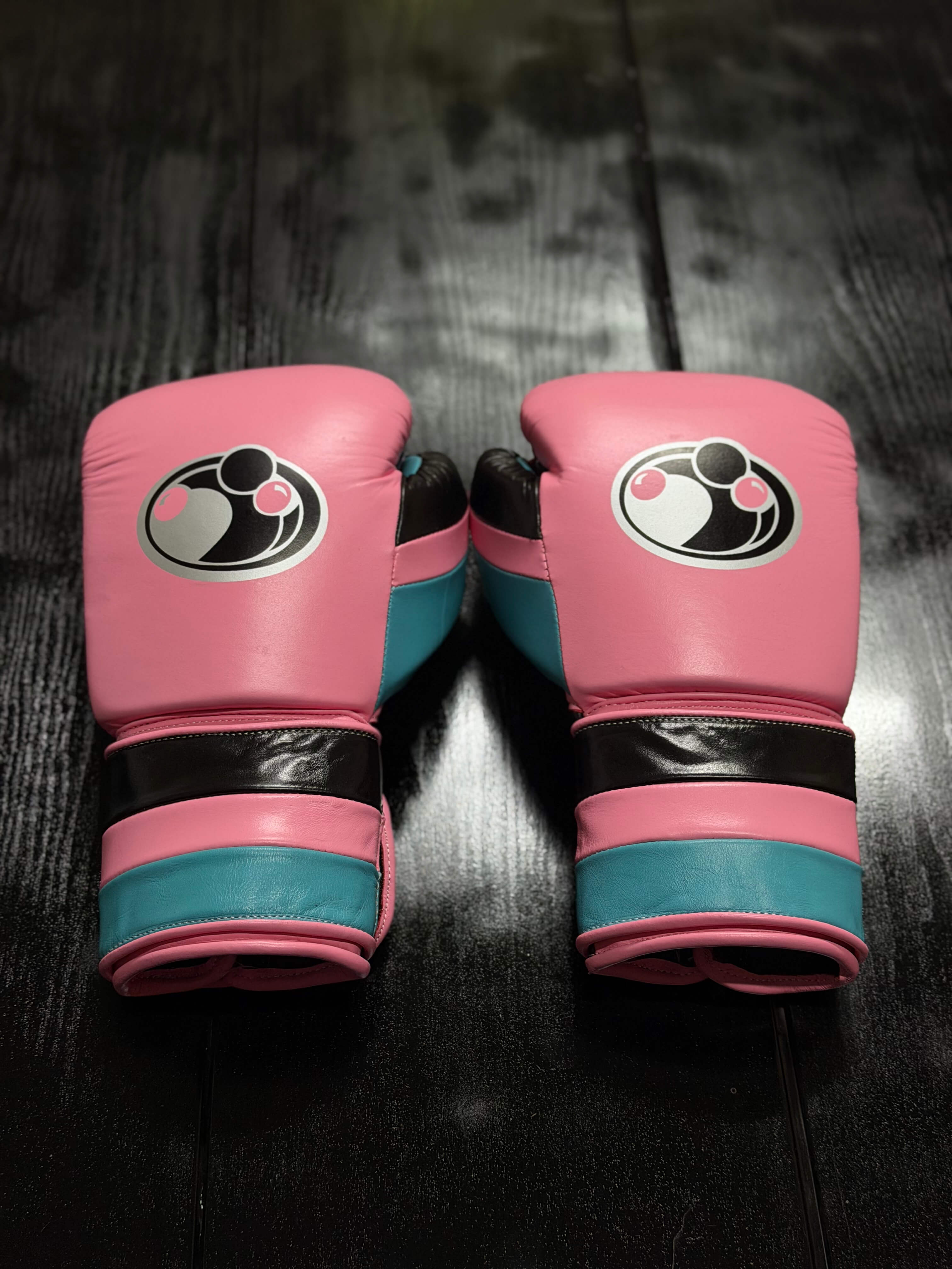 Grant Boxing Sets Pink/Black/Blue Leather Gloves Back View
