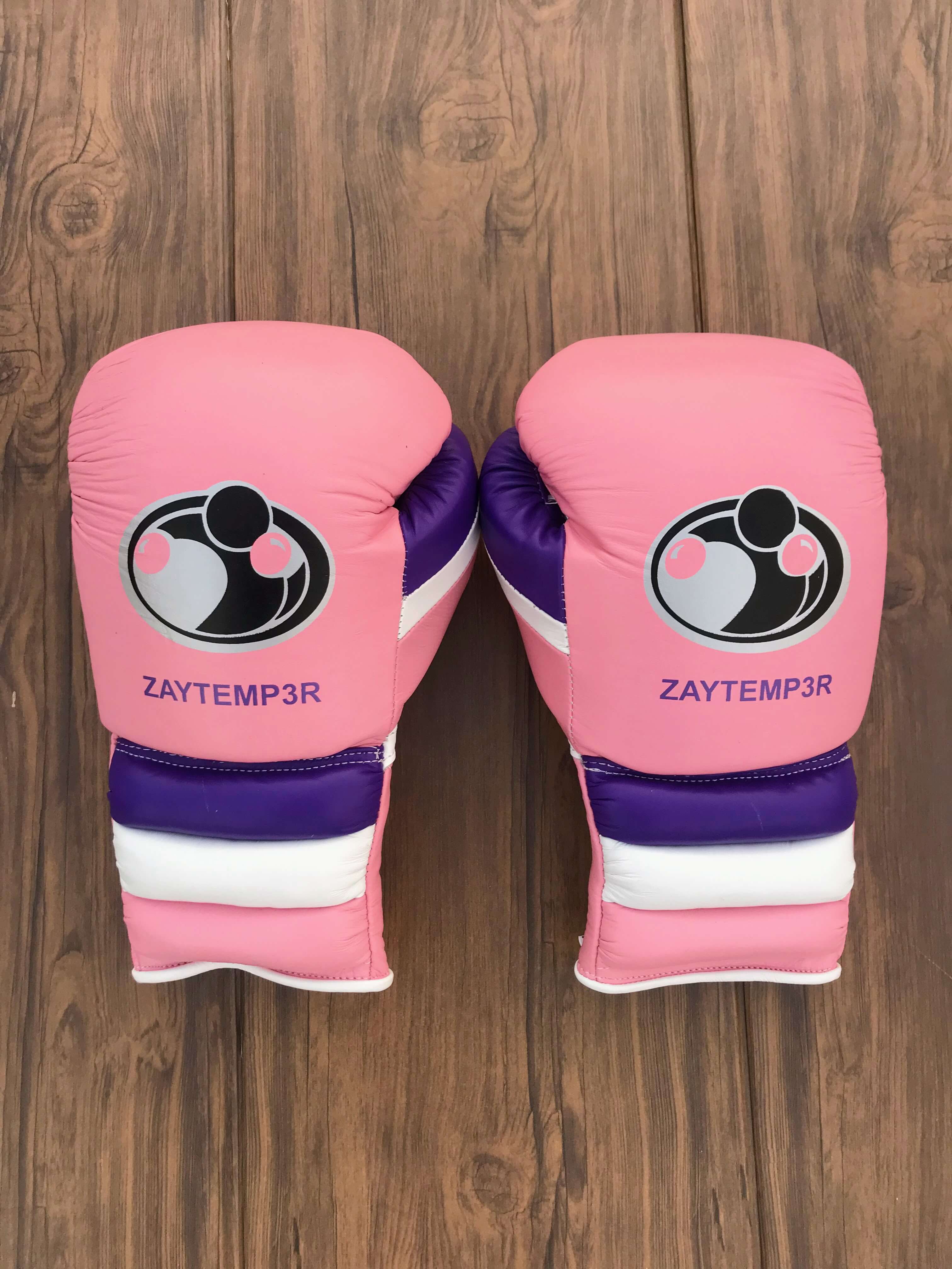 Grant Boxing Sets Pink/P[urple/White Training Set Gloves Back View