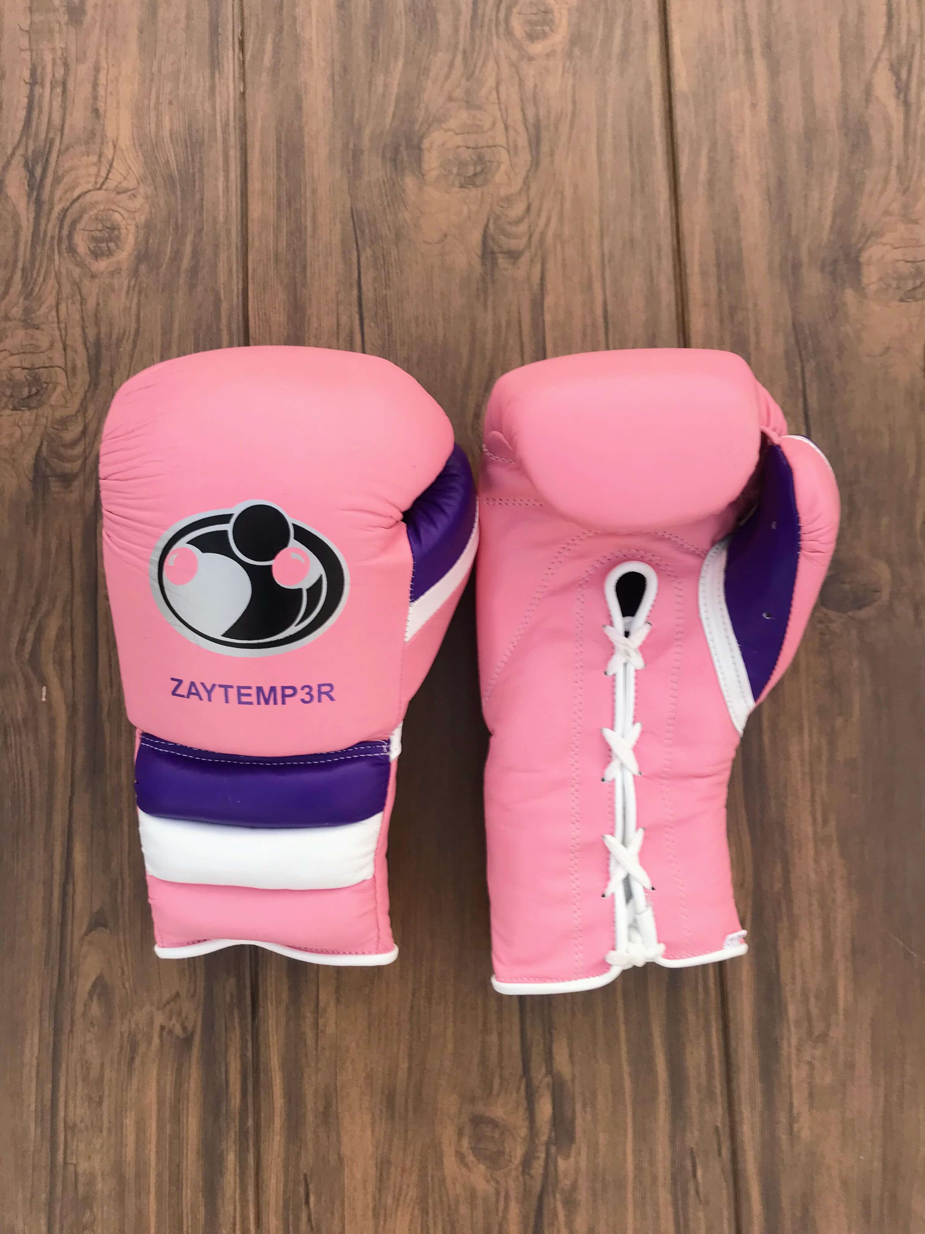 Grant Boxing Sets Pink/P[urple/White Training Set Gloves Front View