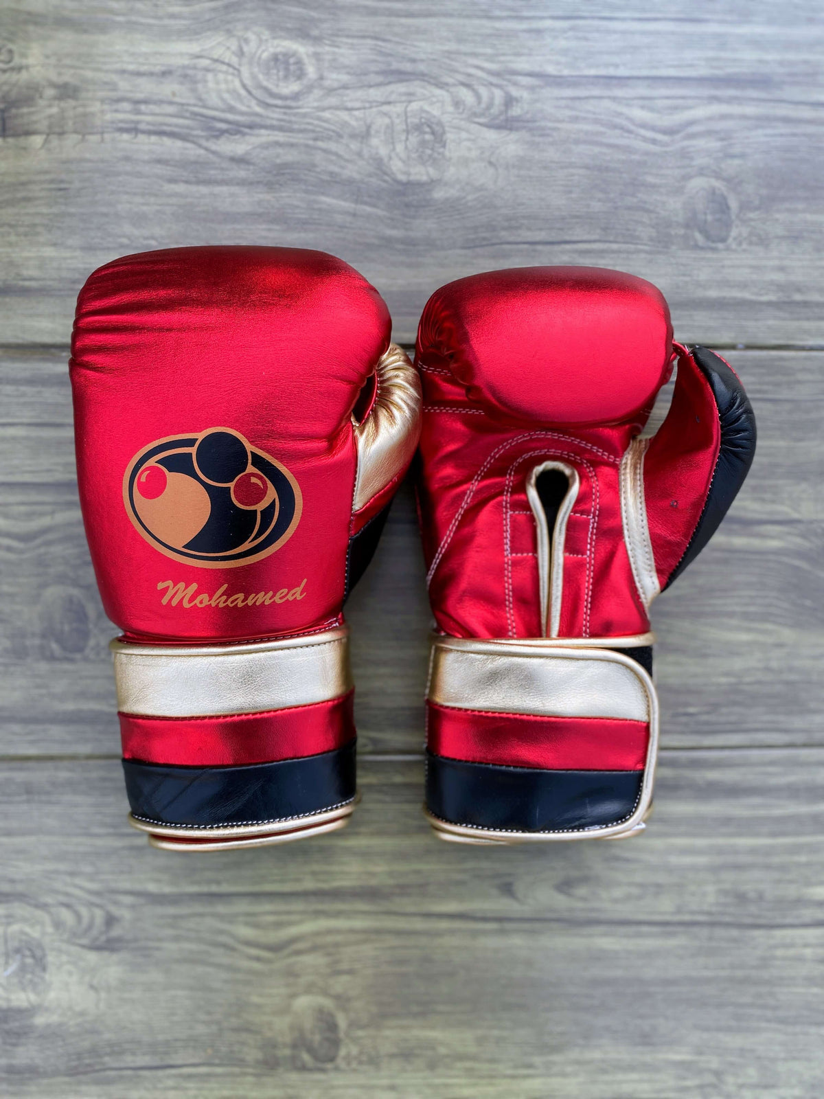 Grant Boxing Sets Red/Gold/Black Curved Gloves Front View