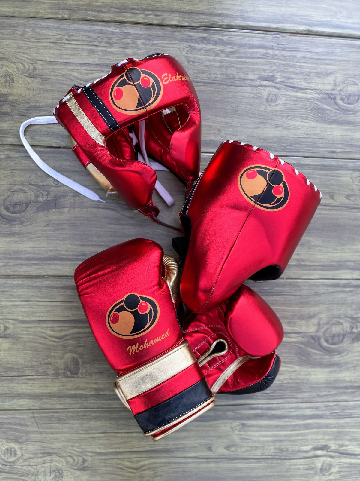 Grant Boxing Sets Red/Gold/Black Curved Mitts and Gloves for MMA Training