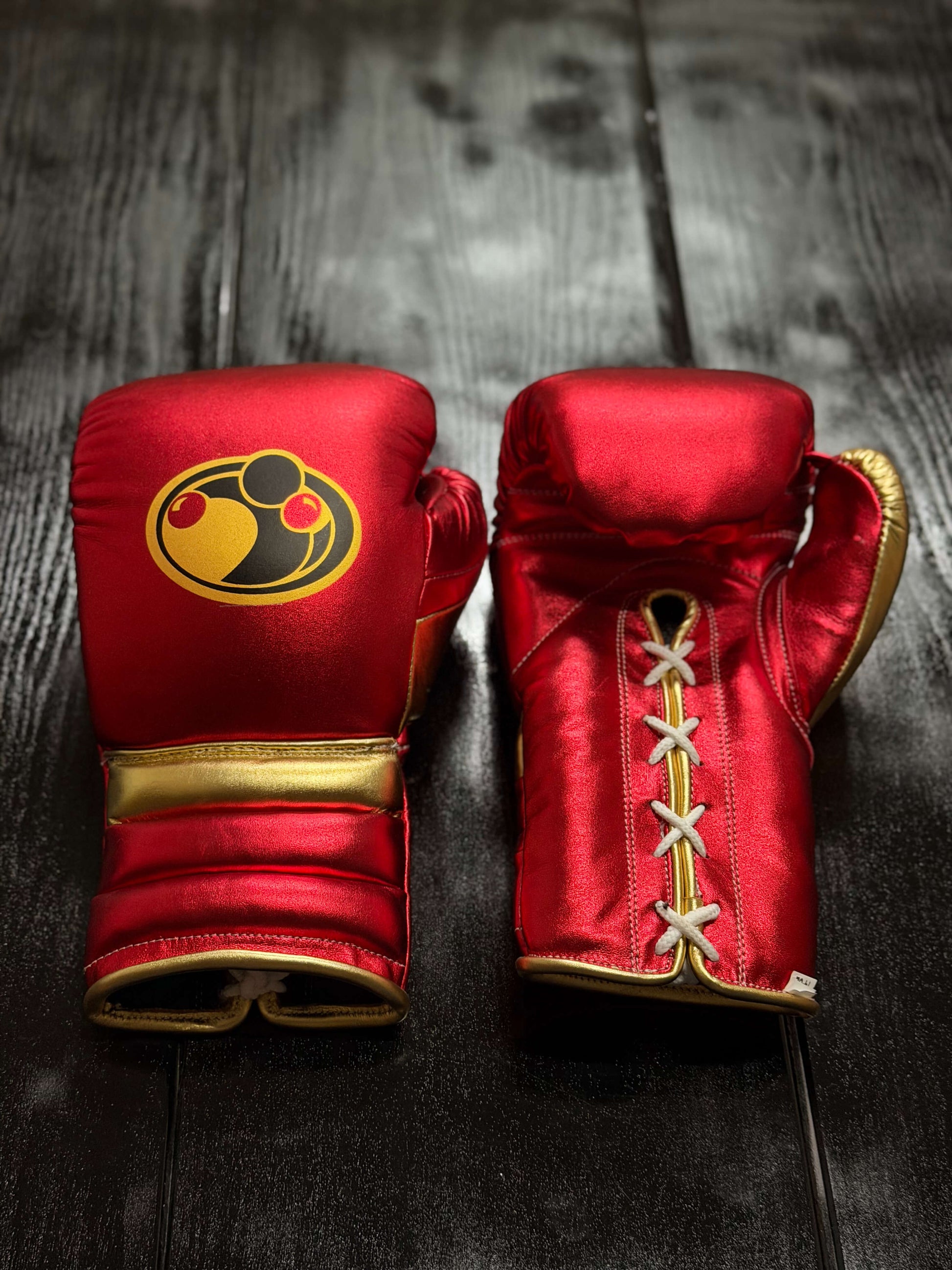 Grant Boxing Sets Red/Gold Leather Gloves Front View