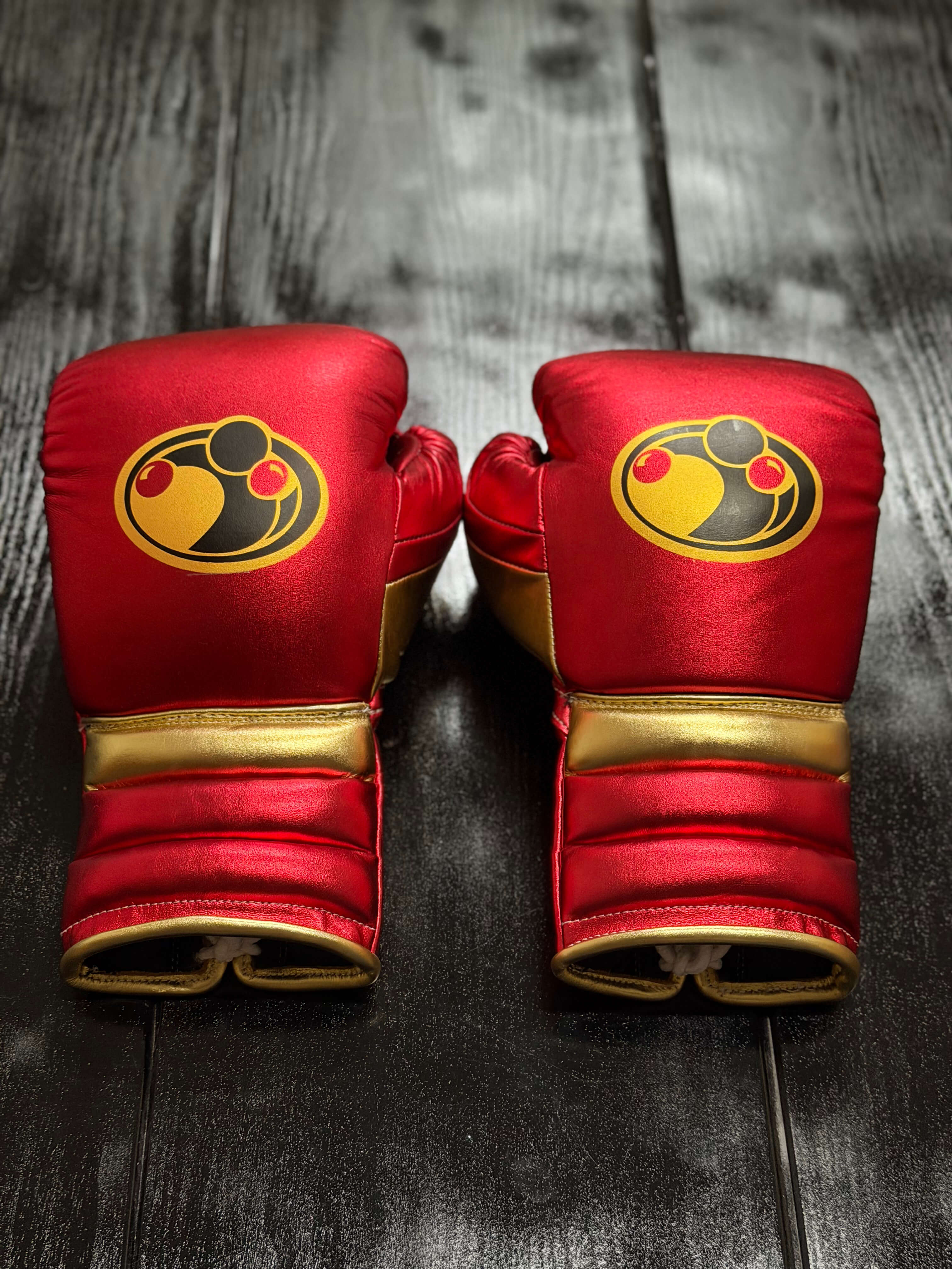 Grant Boxing Sets Red/Gold Leather Gloves Back View
