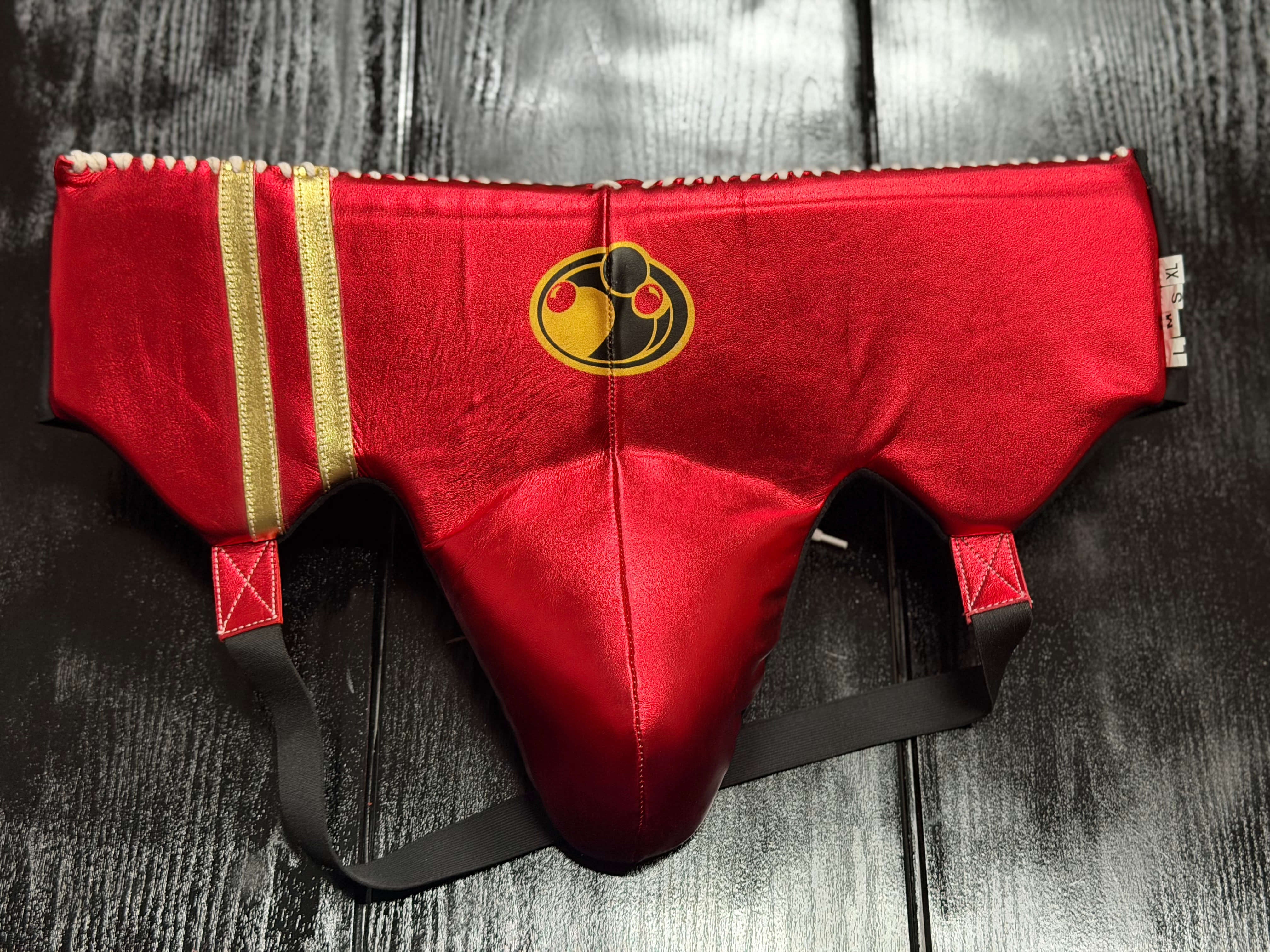 Grant Boxing Sets Red/Gold Leather Groinguard