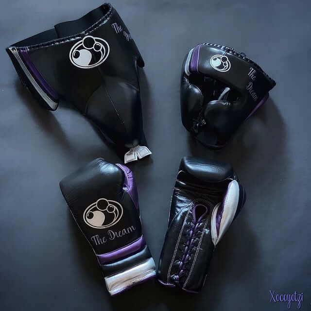 Grant Complete Boxing Set Black/Purple/Silver Gloves Headguard Training Bundle