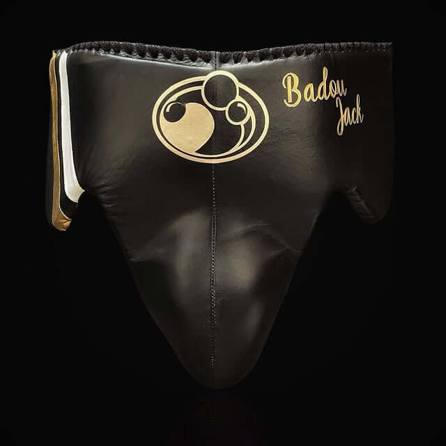 Grant Leather Boxing Set Black/White/Gold Groinguard
