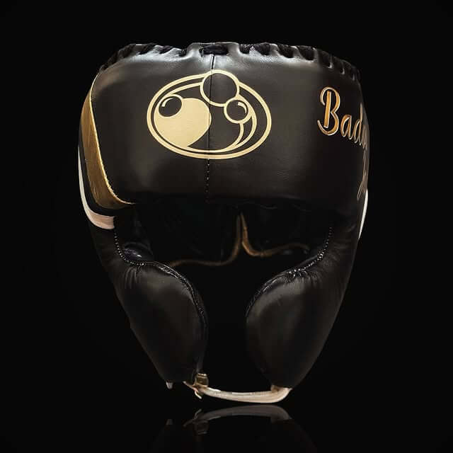Grant Leather Boxing Set Black/White/Gold Headguard