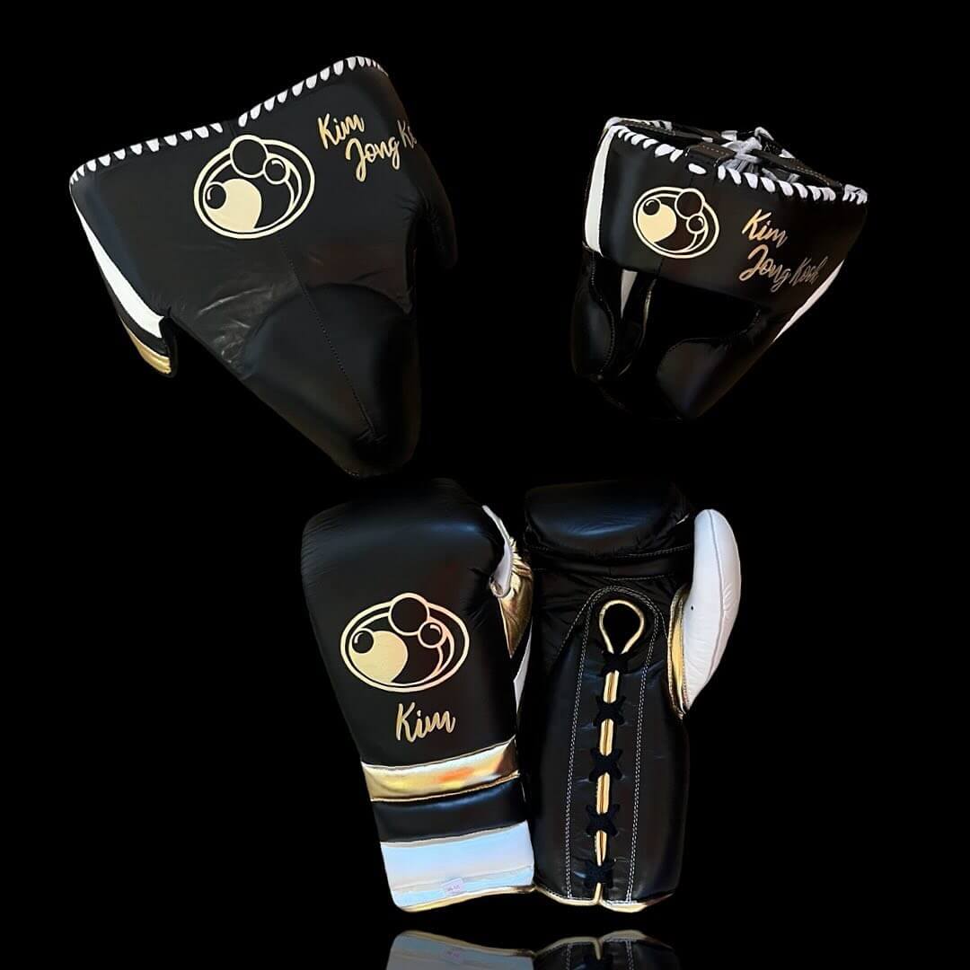 Grant Black/White/Gold Boxing Set 14oz Gloves Full Gear Pack