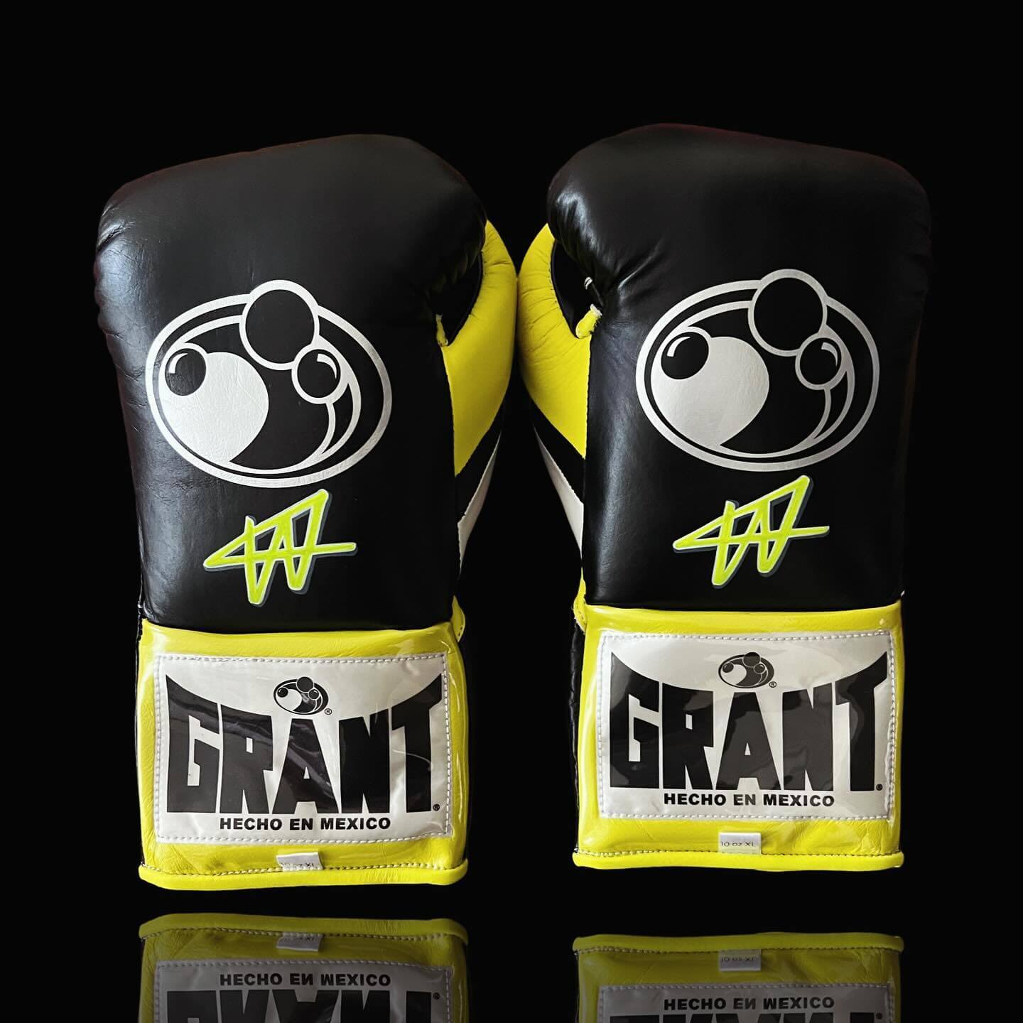 Grant Sparring Boxing Set Black/Yellow/White Gloves Back View