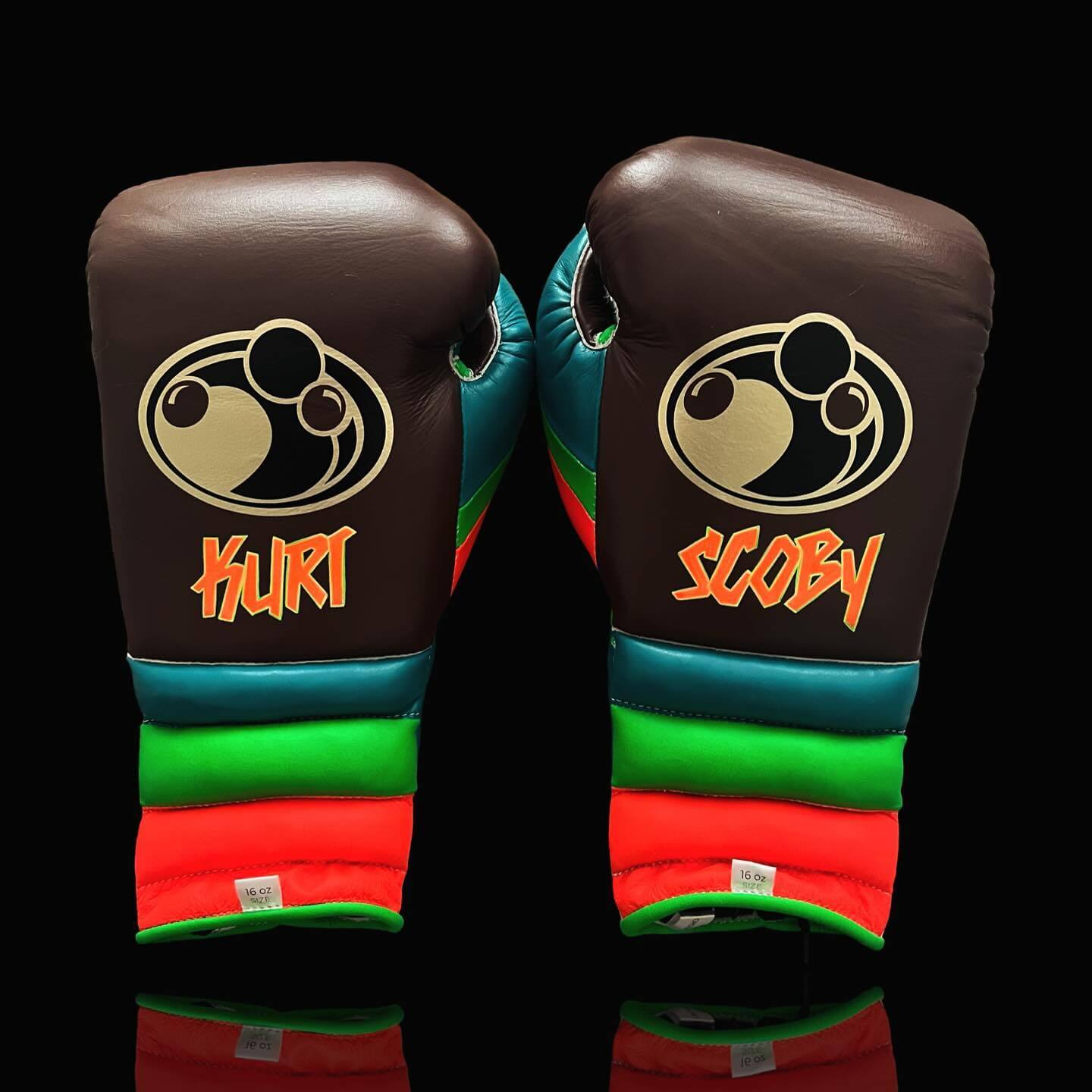 Grant Boxing Set Brown/Blue/Green/Orange Lace-Up Gloves