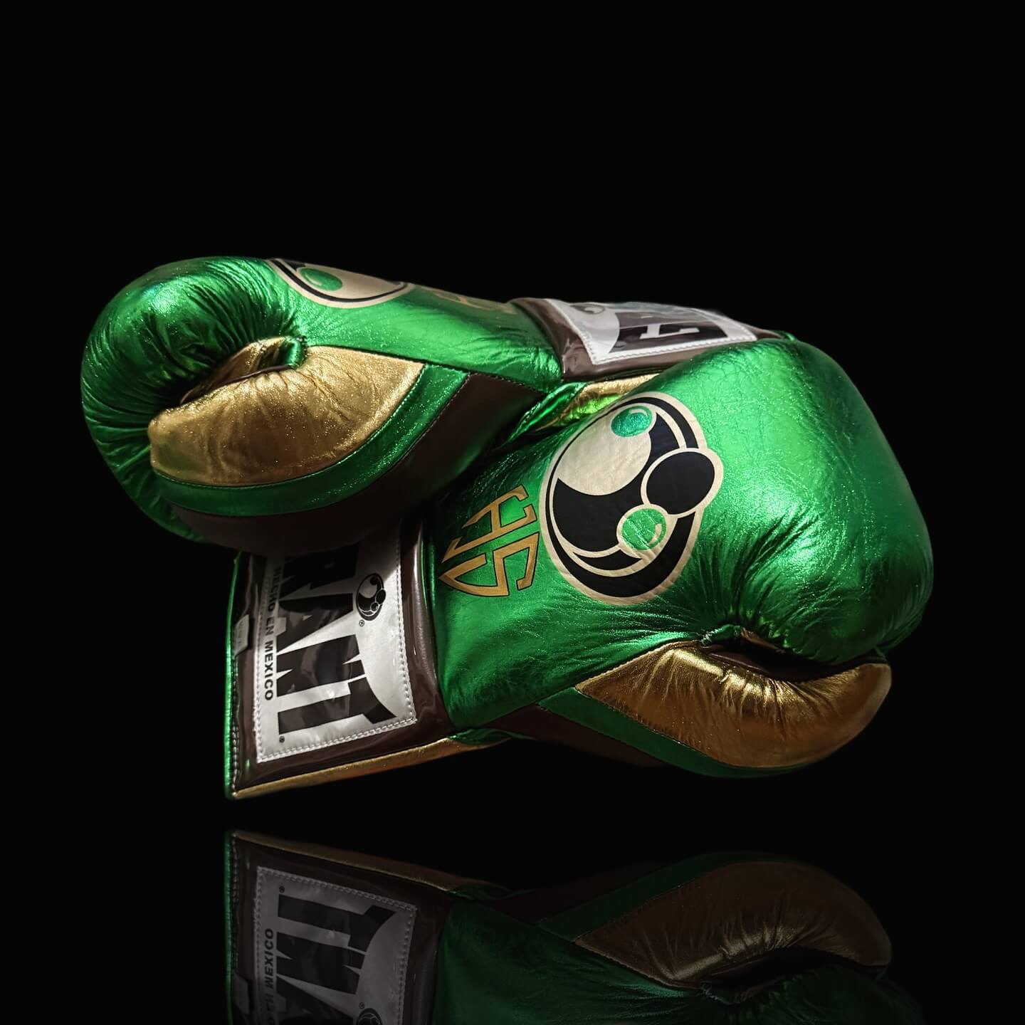 Grant Green/Gold/Brown Boxing Set Lace-Up Gloves Thumb View