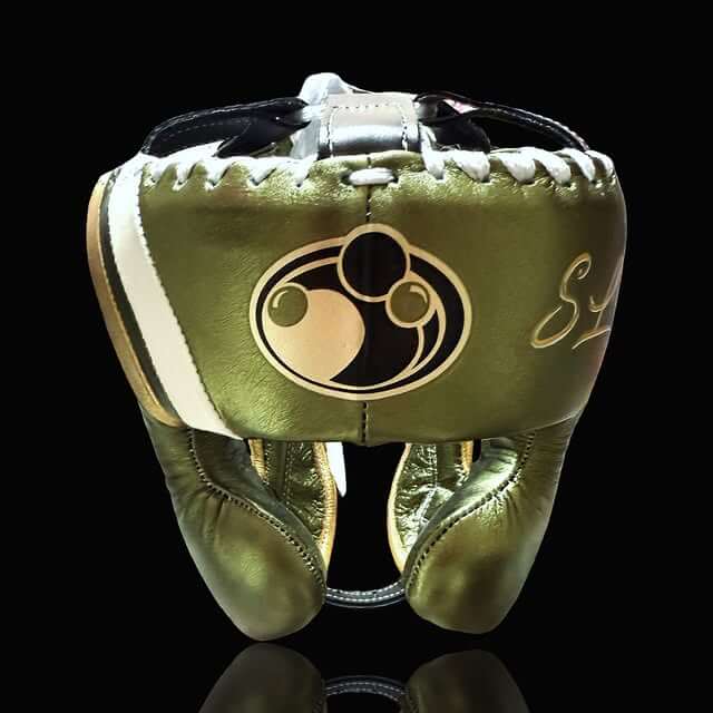 Grant Green/White/Gold Boxing Set 14oz Headguard