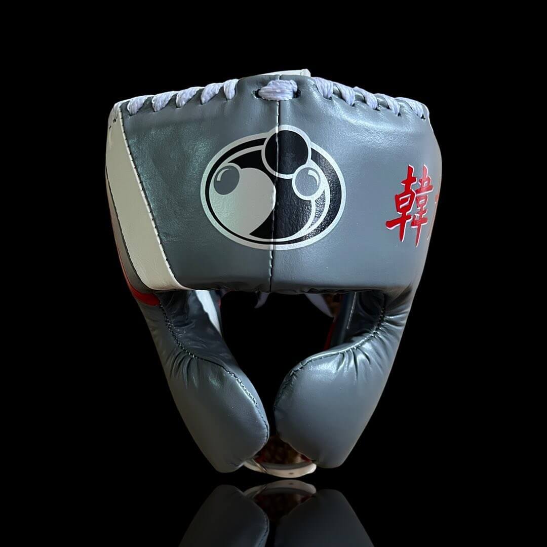 Grant Leather Boxing Set Grey/Red/White Headguard