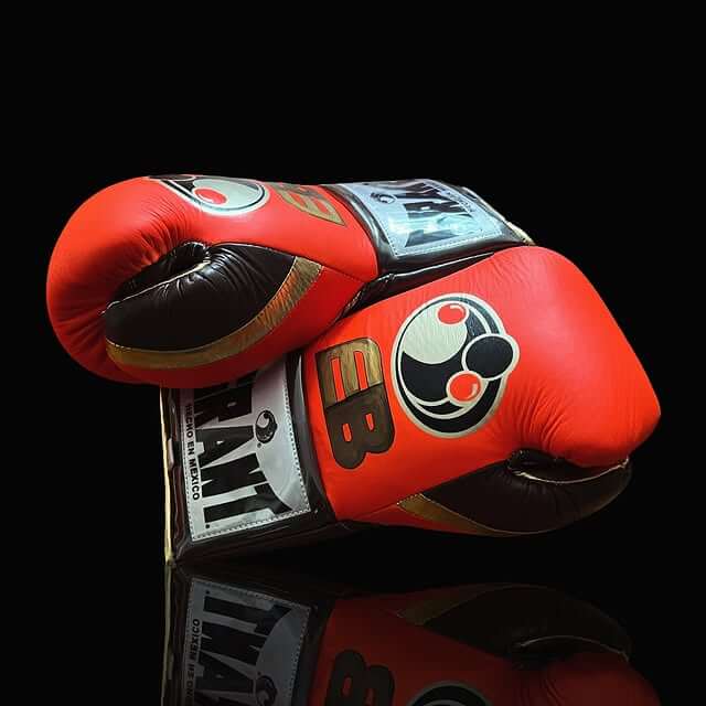 Grant Boxing Set Orange/Brown/Gold Lace-Up Gloves Thumb View
