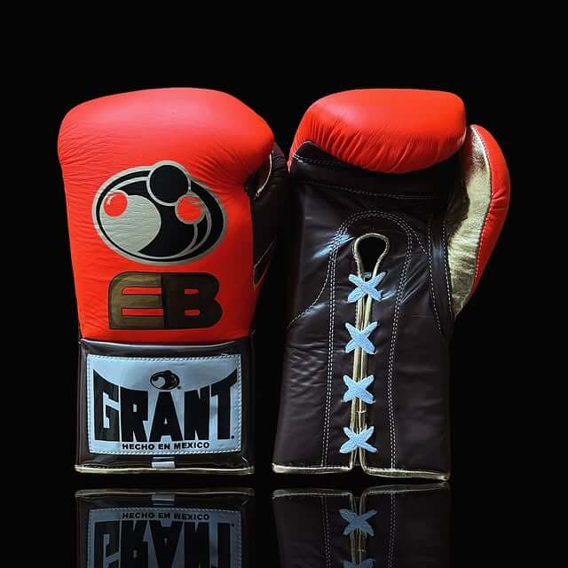 Grant Boxing Set Orange/Brown/Gold Lace-Up Gloves