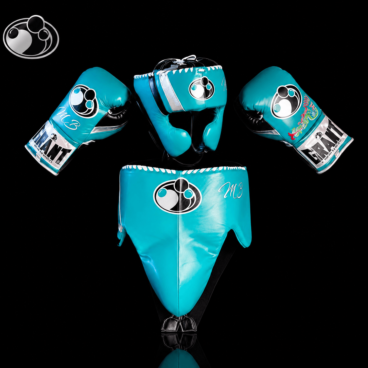 Grant Boxing Gloves Set Sky-Blue/Black/Silver Heavy Duty Training Collection