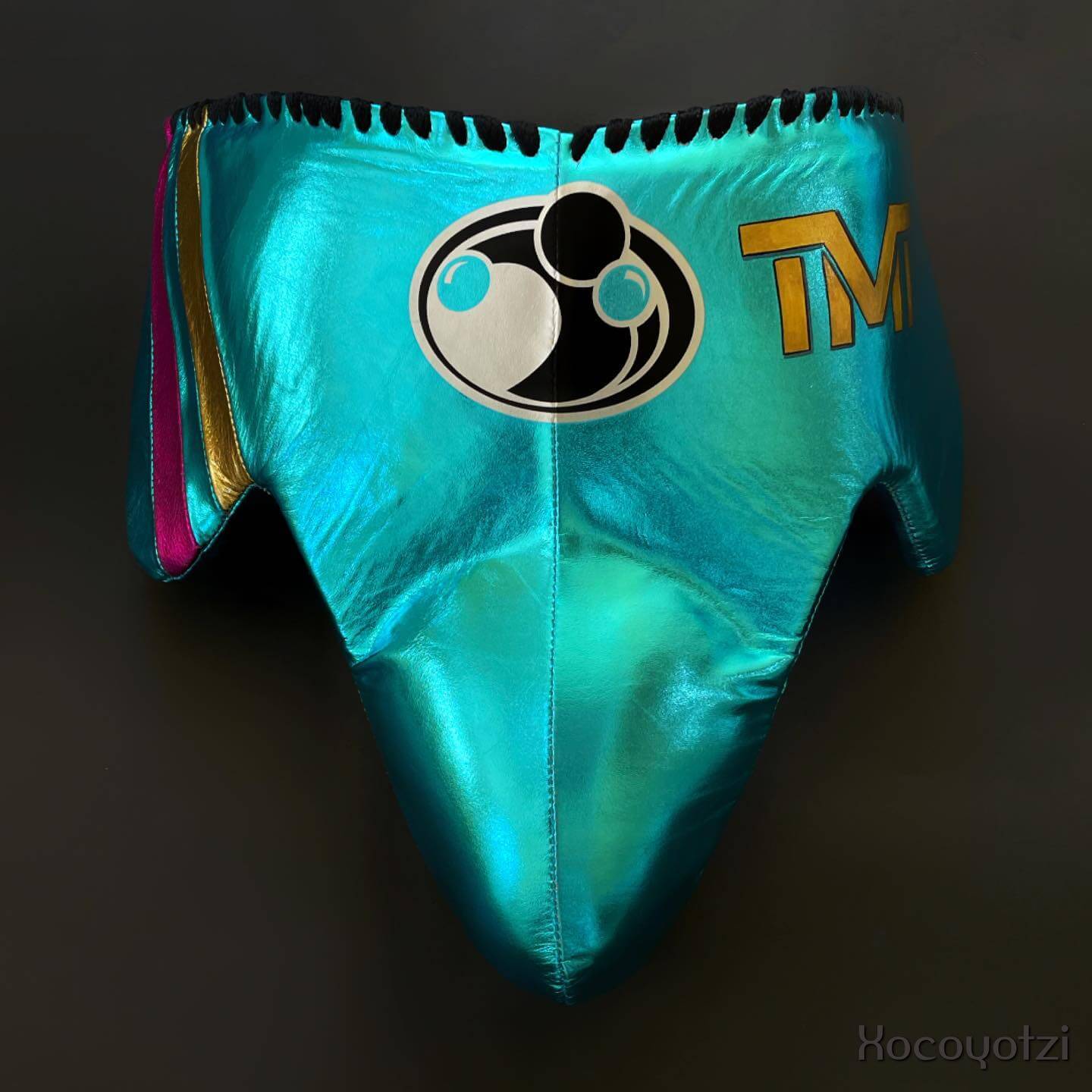 Grant Leather Boxing Set Sky-Blue/Gold/Pink Groinguard