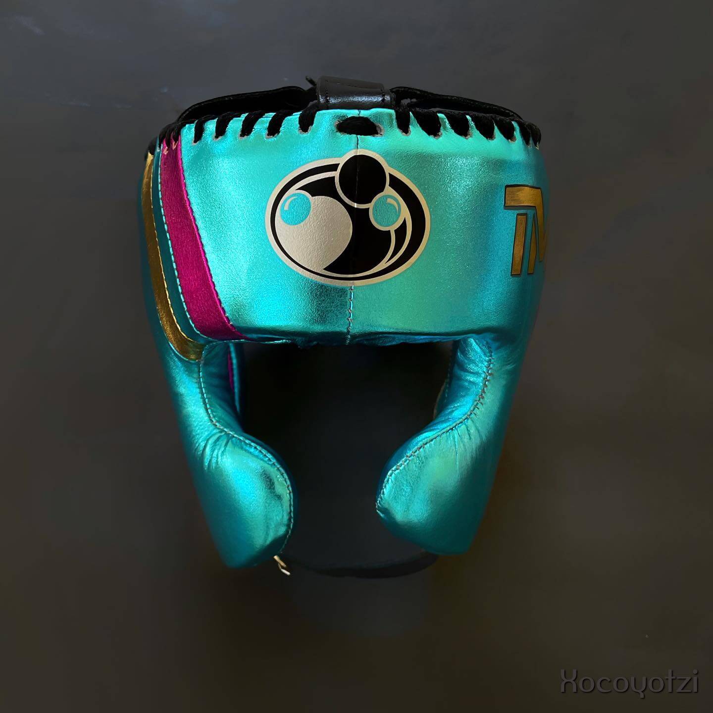 Grant Leather Boxing Set Sky-Blue/Gold/Pink Headguard