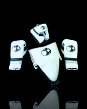 Grant White/Black/Silver Full Boxing Set Gloves Headguard Groin Guard