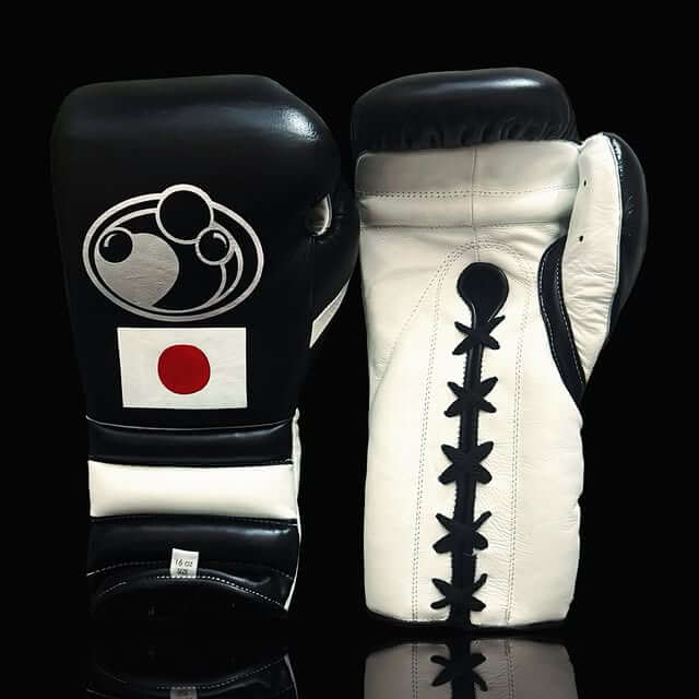 Grant Boxing Gloves Black/White front and back view 16oz Sparring Gear
