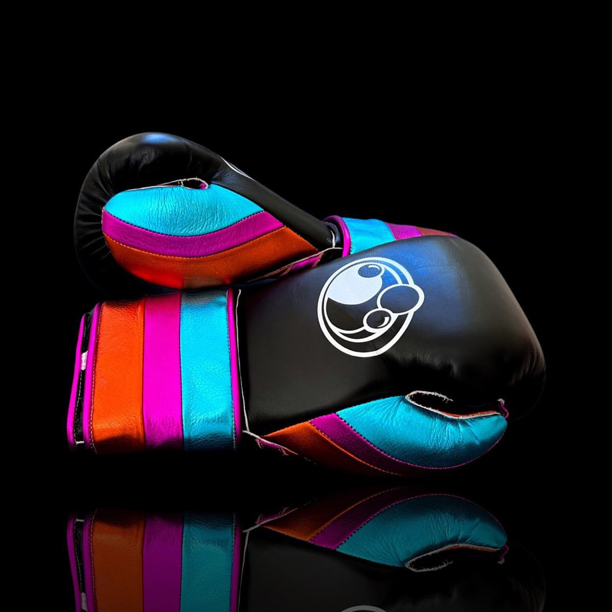 Grant Black/Blue/Pink/Orange Boxing Gloves Premium Leather Training Pair Side View