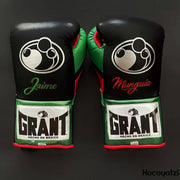 Grant Black/Green/Red Leather Boxing Gloves Heavy Duty Training Pair