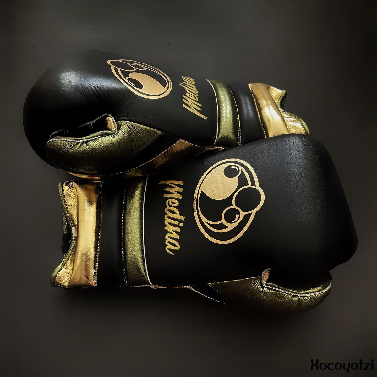 Grant Black/Light-Green-Gold Boxing Gloves Women Fitness Training Gloves Side View
