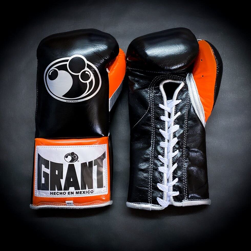 Grant Boxing Set Black/Orange/Silver 14oz Gloves with Headguard Training Kit