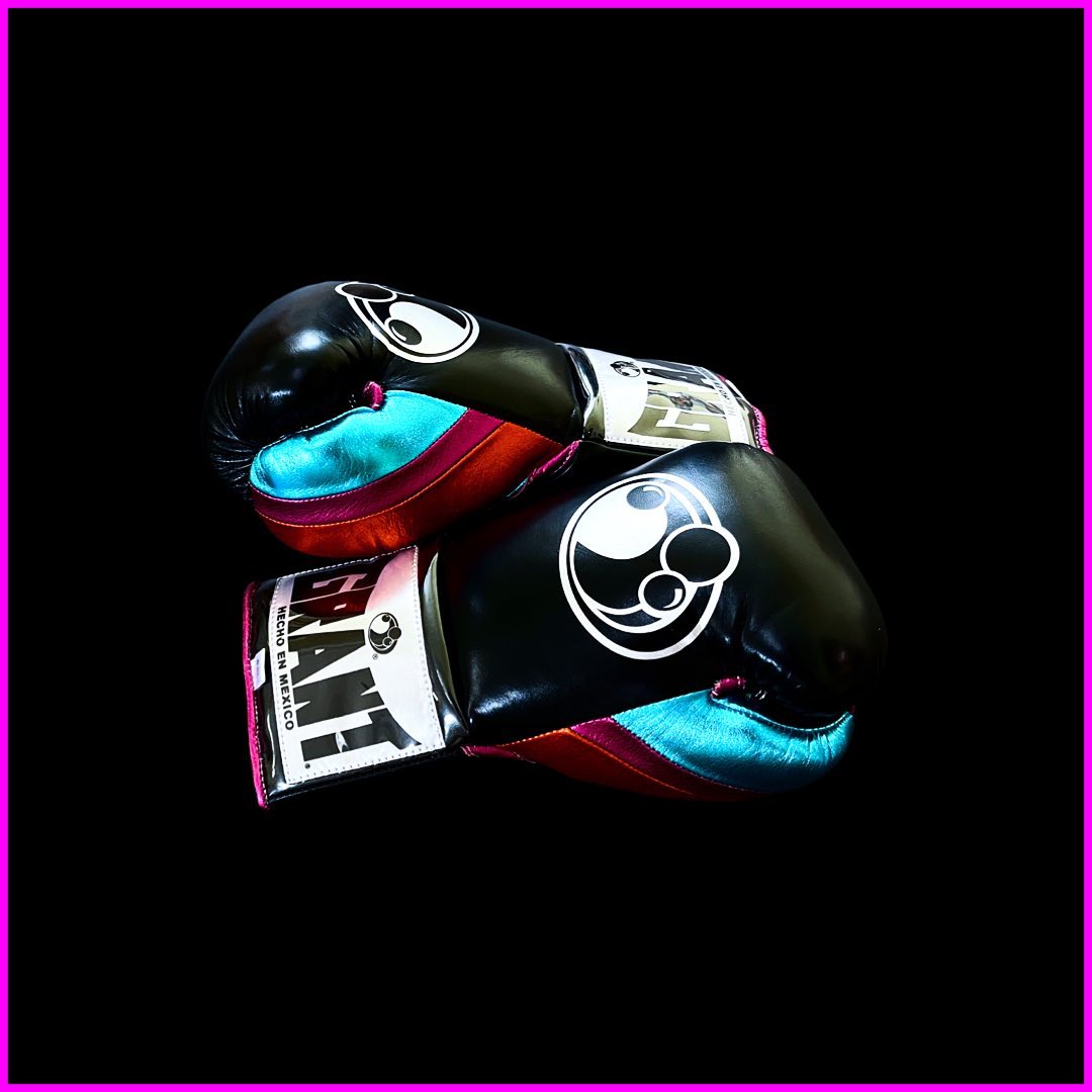 Grant Boxing Gloves Black/Pink/Blue/Orange  Leather Training Gloves Side View