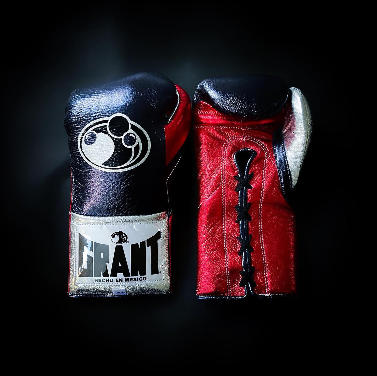 Grant Boxing Gloves Black/Red/Silver Leather Gloves for Daily Workouts