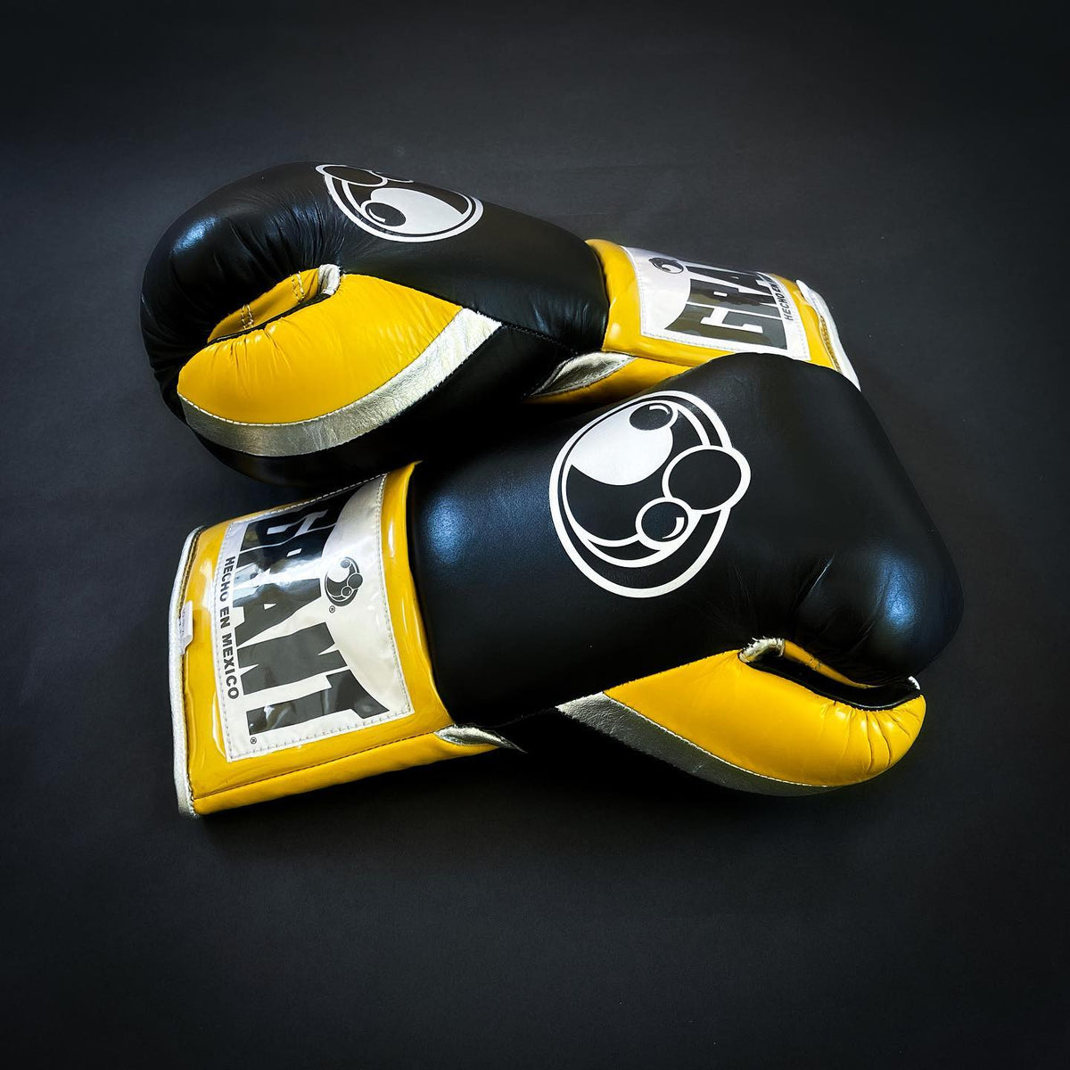 Grant Boxing Gloves Black/Yellow/Silver Padded Leather Gloves Side View