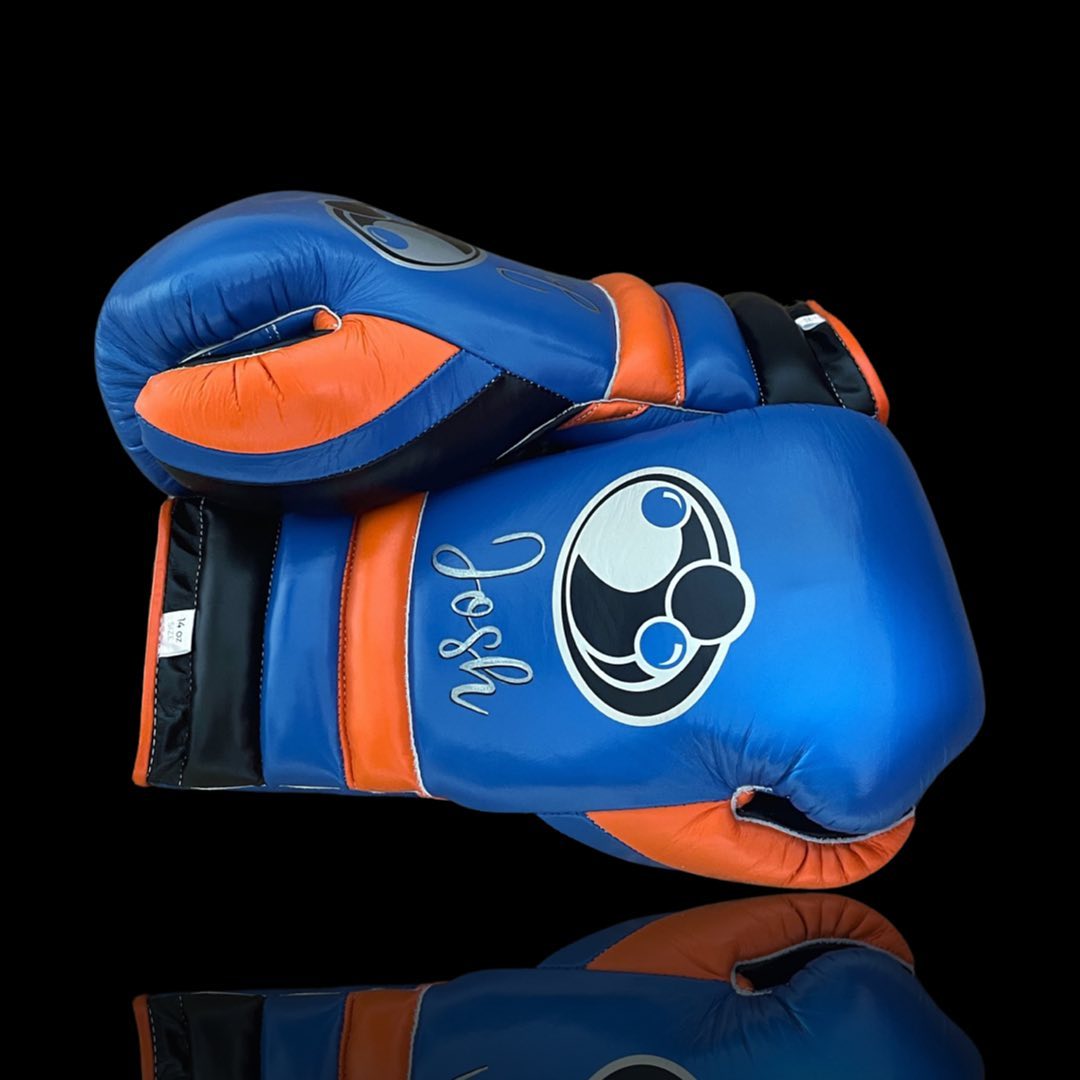 Grant Blue/Black/Orange Boxing Gloves Custom Fit Gym Training Side View