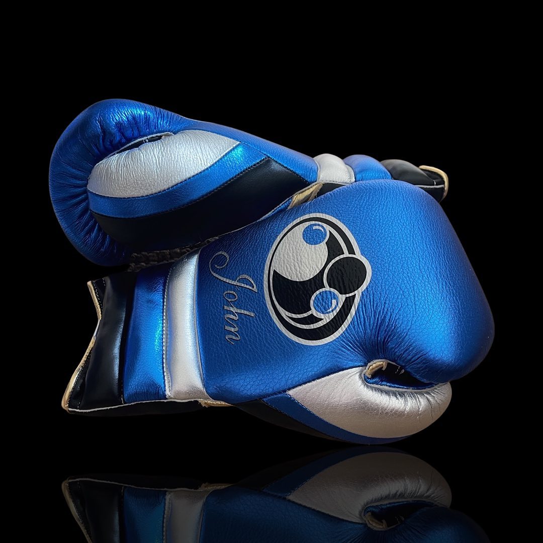 Grant Blue/Silver/Black/Gold Boxing Gloves Premium Training Side View