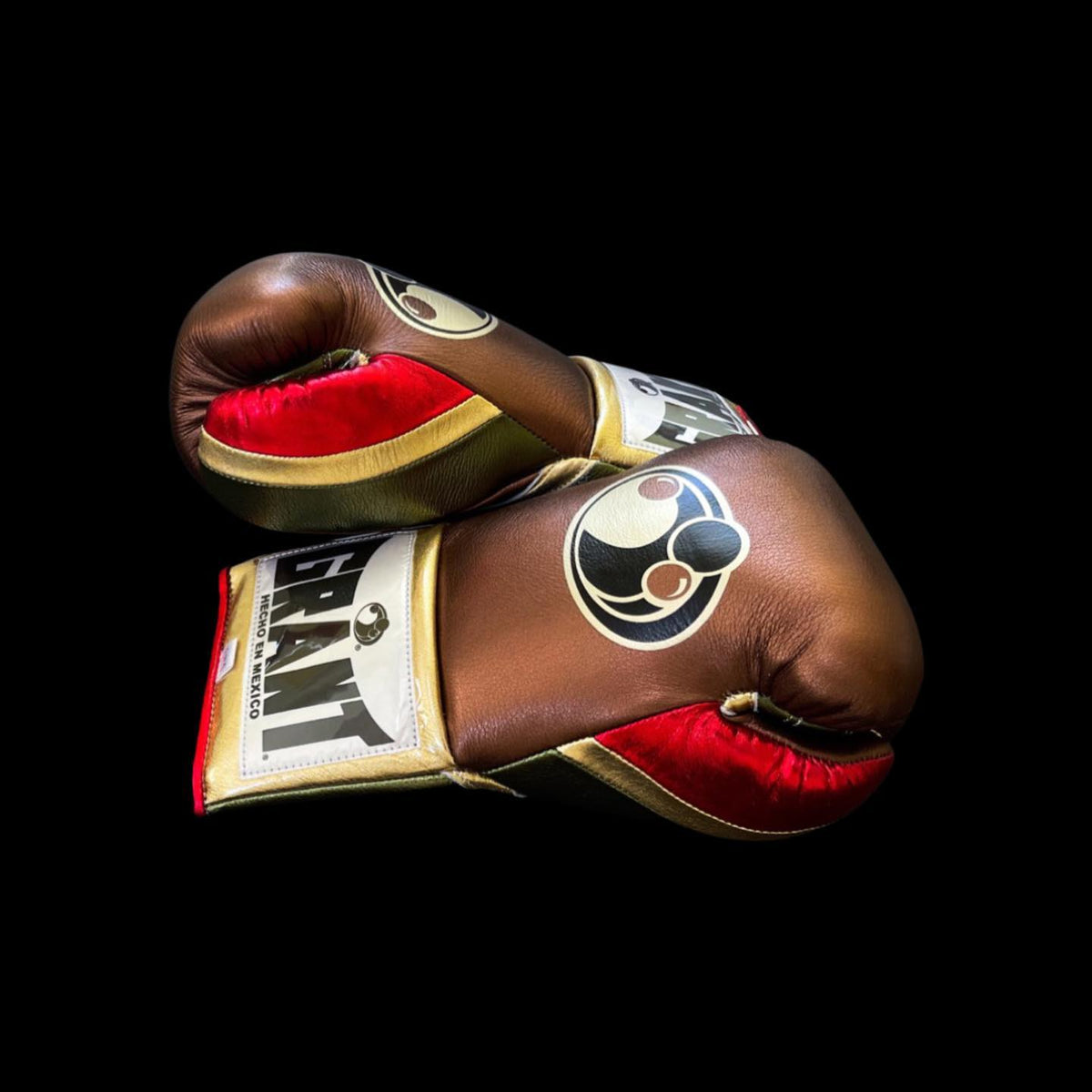 Grant Boxing Gloves Brown/Green/Red/Gold Leather Training Gloves Side View