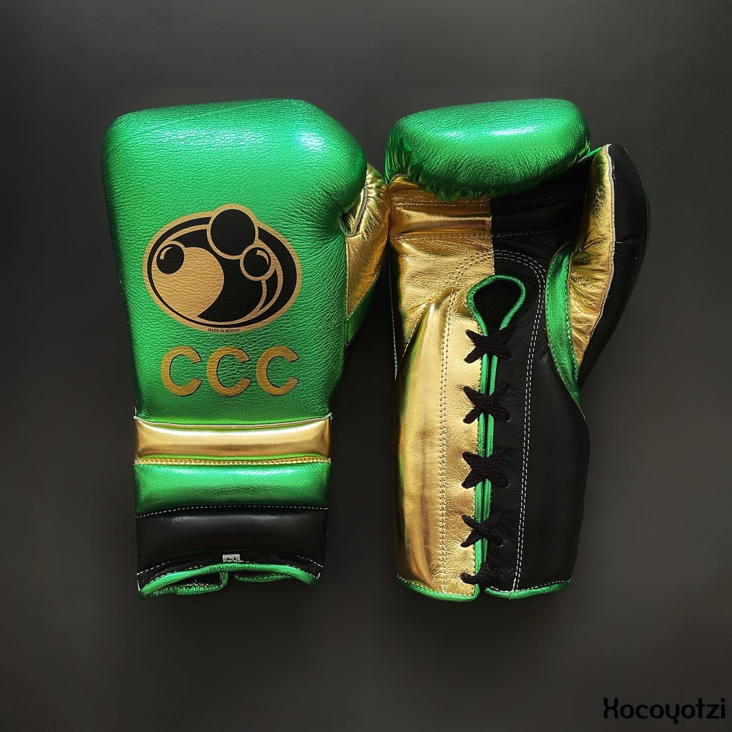 Grant Green/Black/Gold Boxing Gloves 14oz Premium Training Gloves