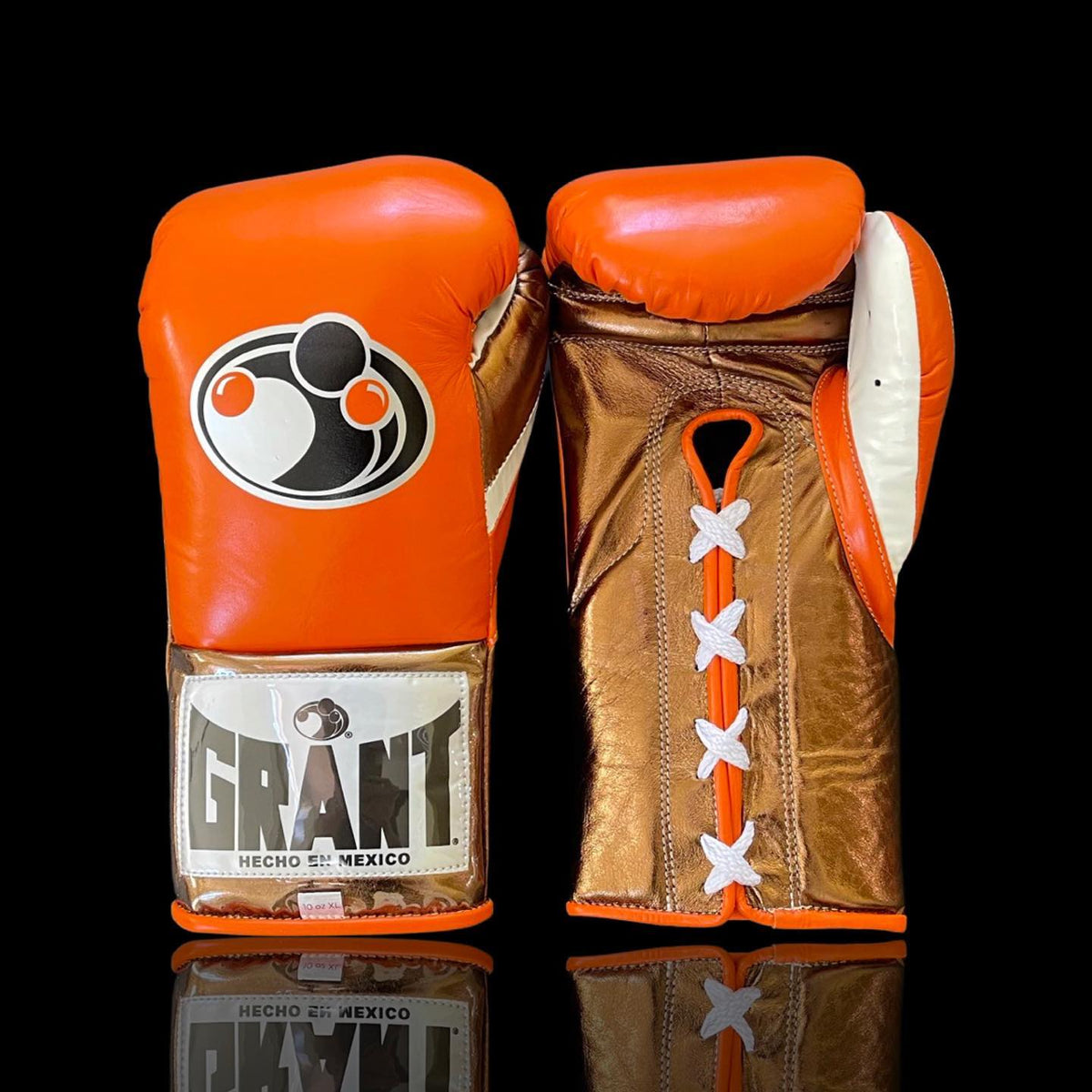 Grant Boxing Gloves Orange/Brown/White Leather Training Gloves for Sparring