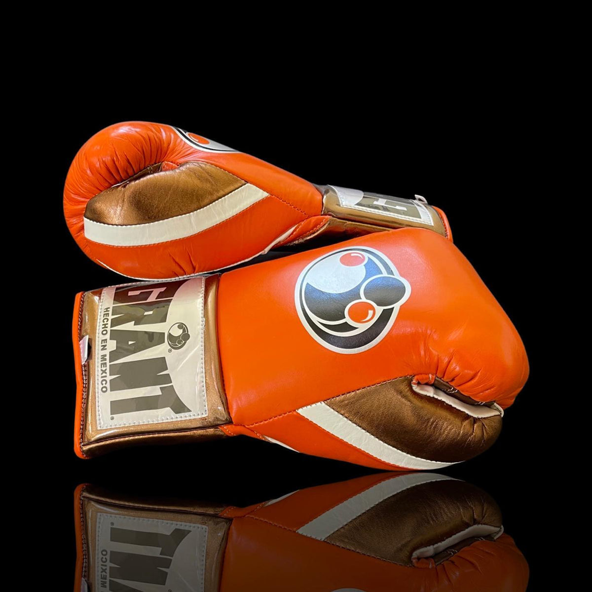 Grant Boxing Gloves Orange/Brown/White Leather Training Gloves Side View