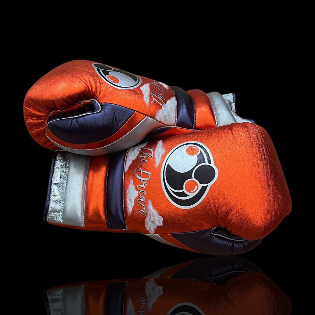 Grant Boxing Gloves Orange/Grey/Silver 14oz Leather Training Gloves Side View