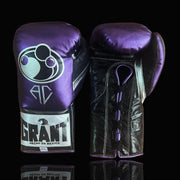 Grant Purple/Black/Silver Lace-Up Boxing Gloves Close Up Detail