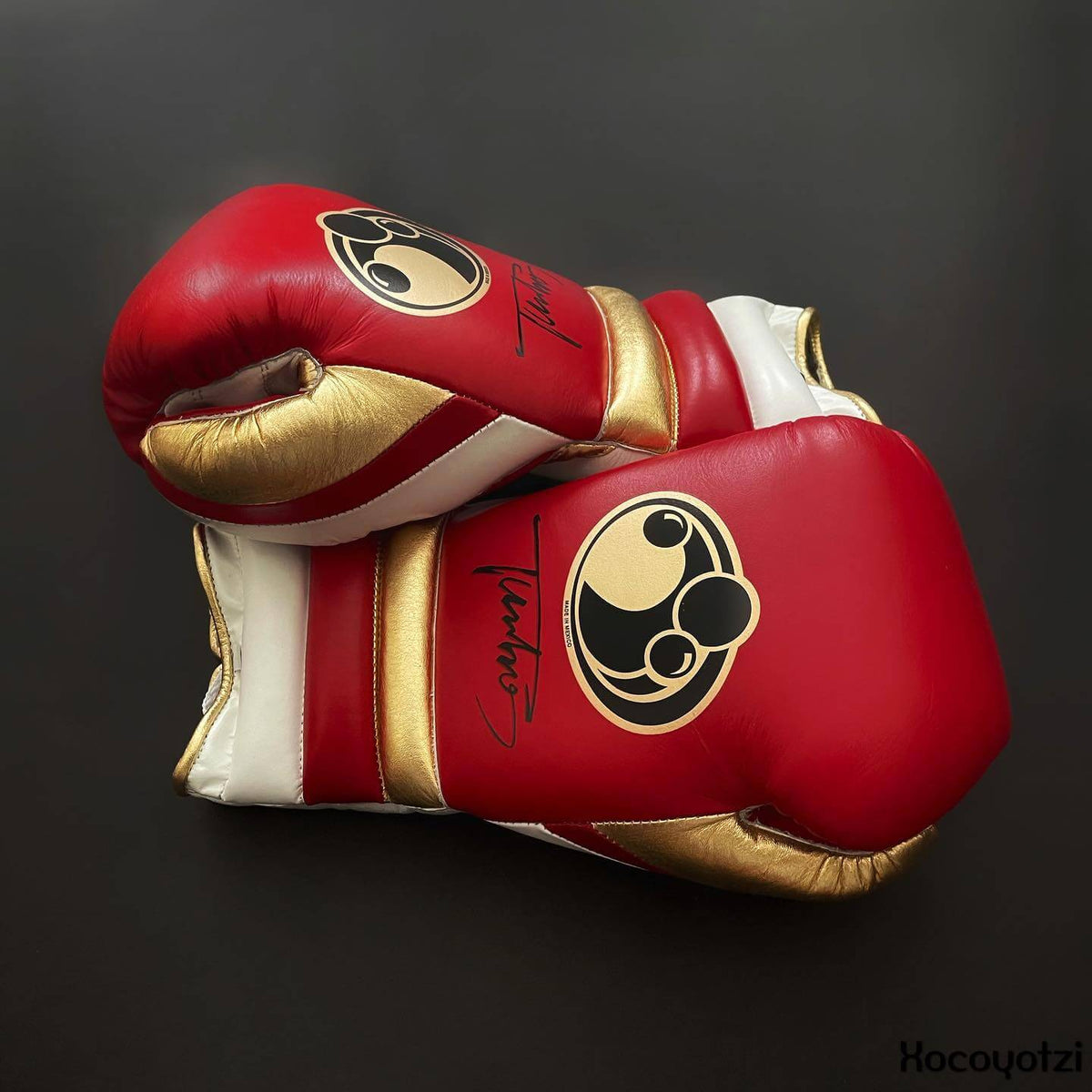 Grant Red/White/Gold 14oz Boxing Gloves High Quality Gym Gloves Side View.