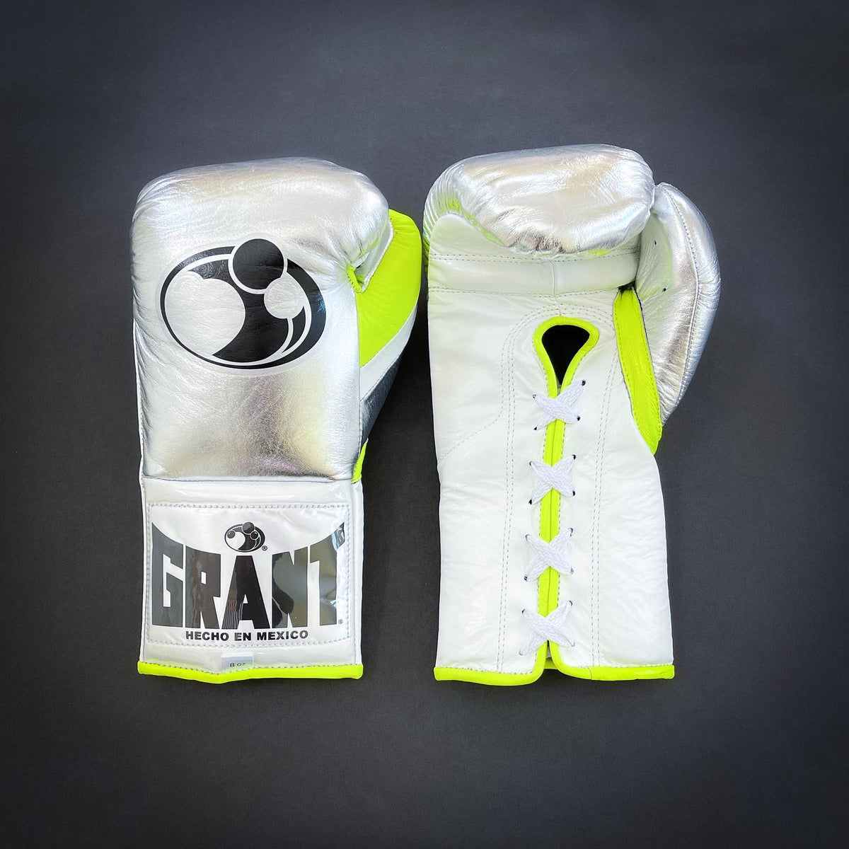 Grant Boxing Gloves Silver/White/Yellow Leather Gloves for Practice