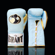 Grant Sky-Blue/Gold Lace-Up Boxing Gloves Classic Training Gloves