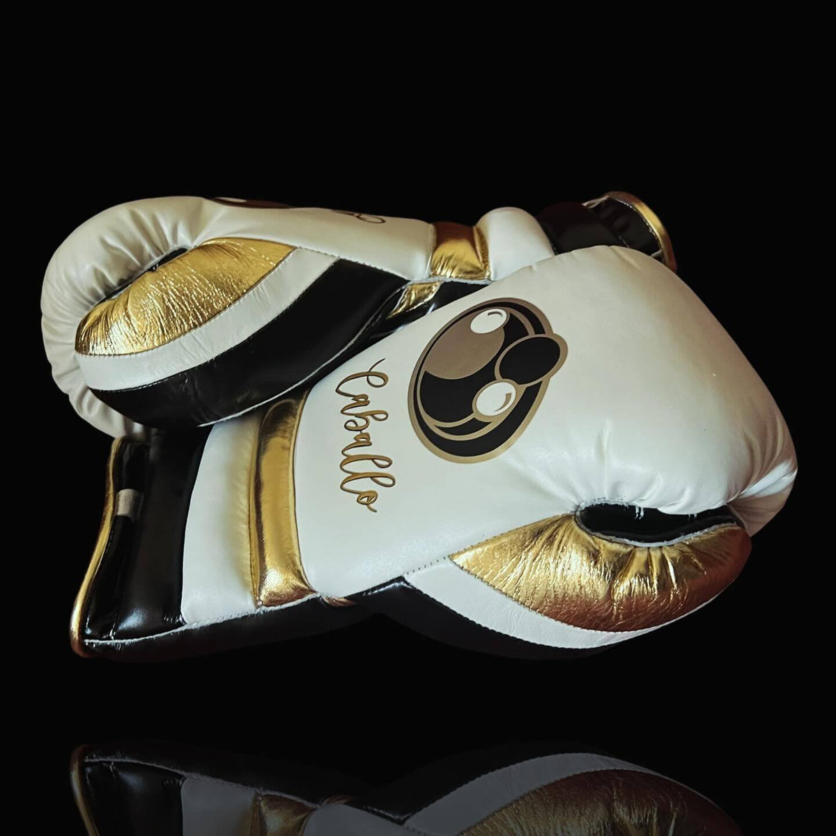Grant Boxing Gloves White/Black/Gold Leather Training Gloves Side View