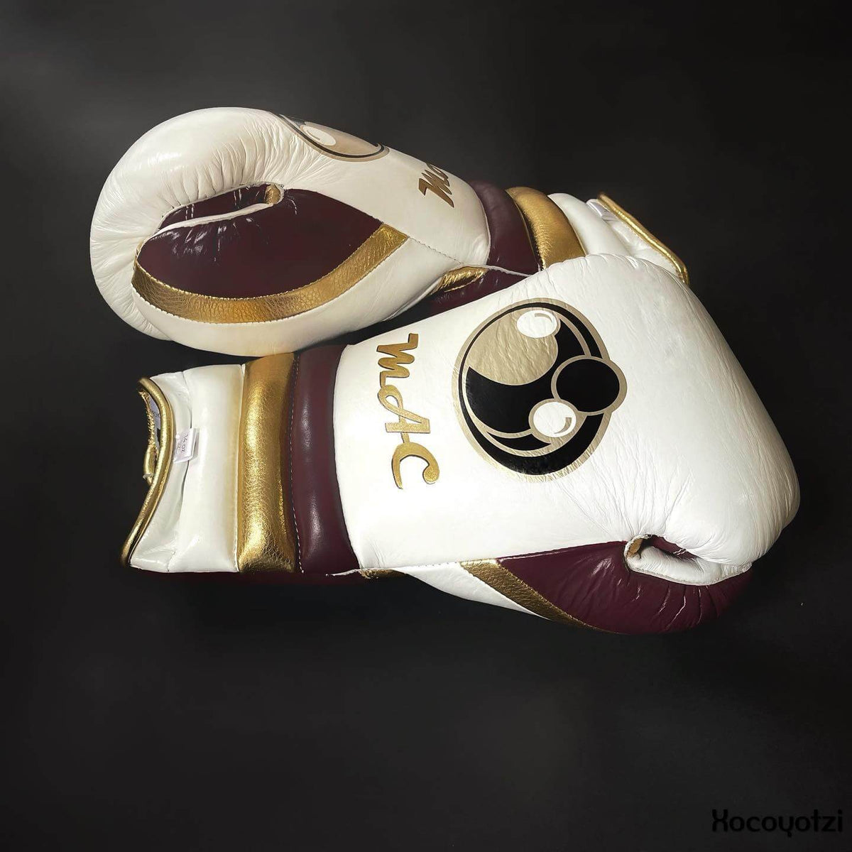 Grant White/Brown/Gold Boxing Gloves Beginner Friendly Training Gloves Side View.