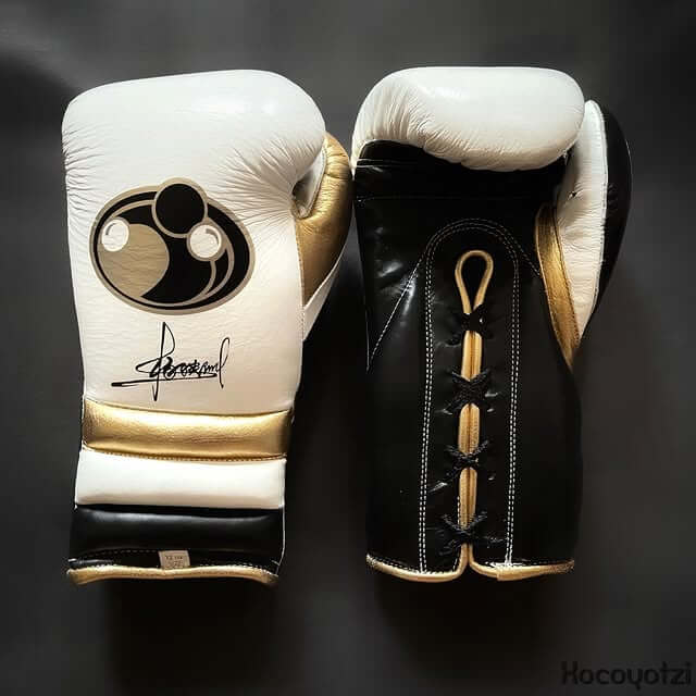 Grant Boxing Gloves White/Gold/Black Red 14oz Leather Training Gloves