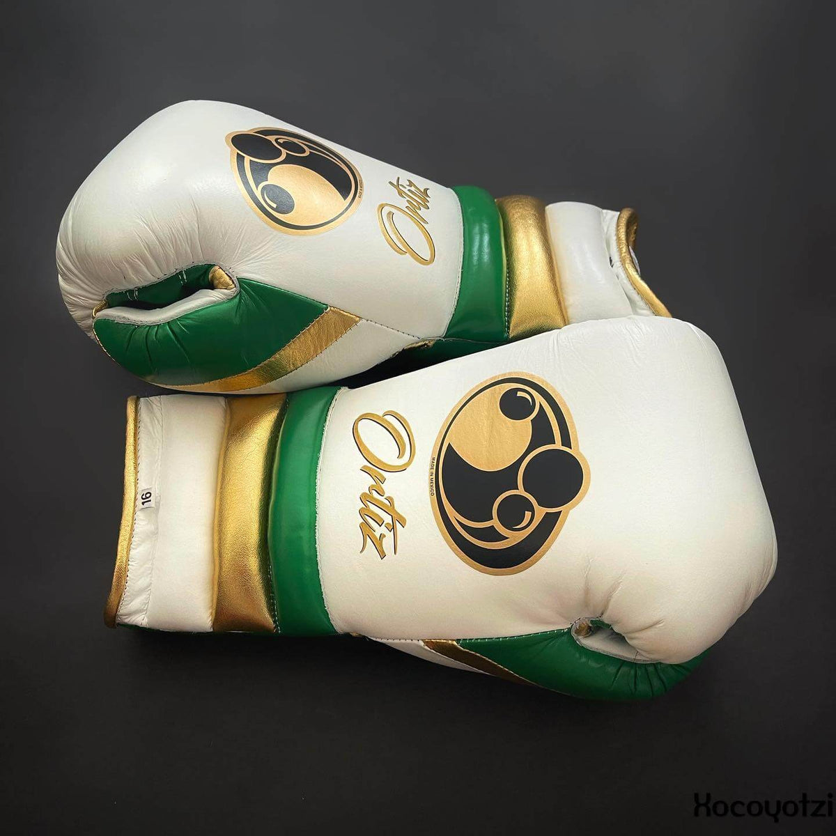Grant White/Green/Gold Boxing Gloves Beginner Friendly Training Gloves Side View