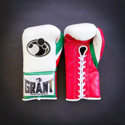 Grant Boxing Gloves White/Red/Green Leather Gloves for Fighting Practice