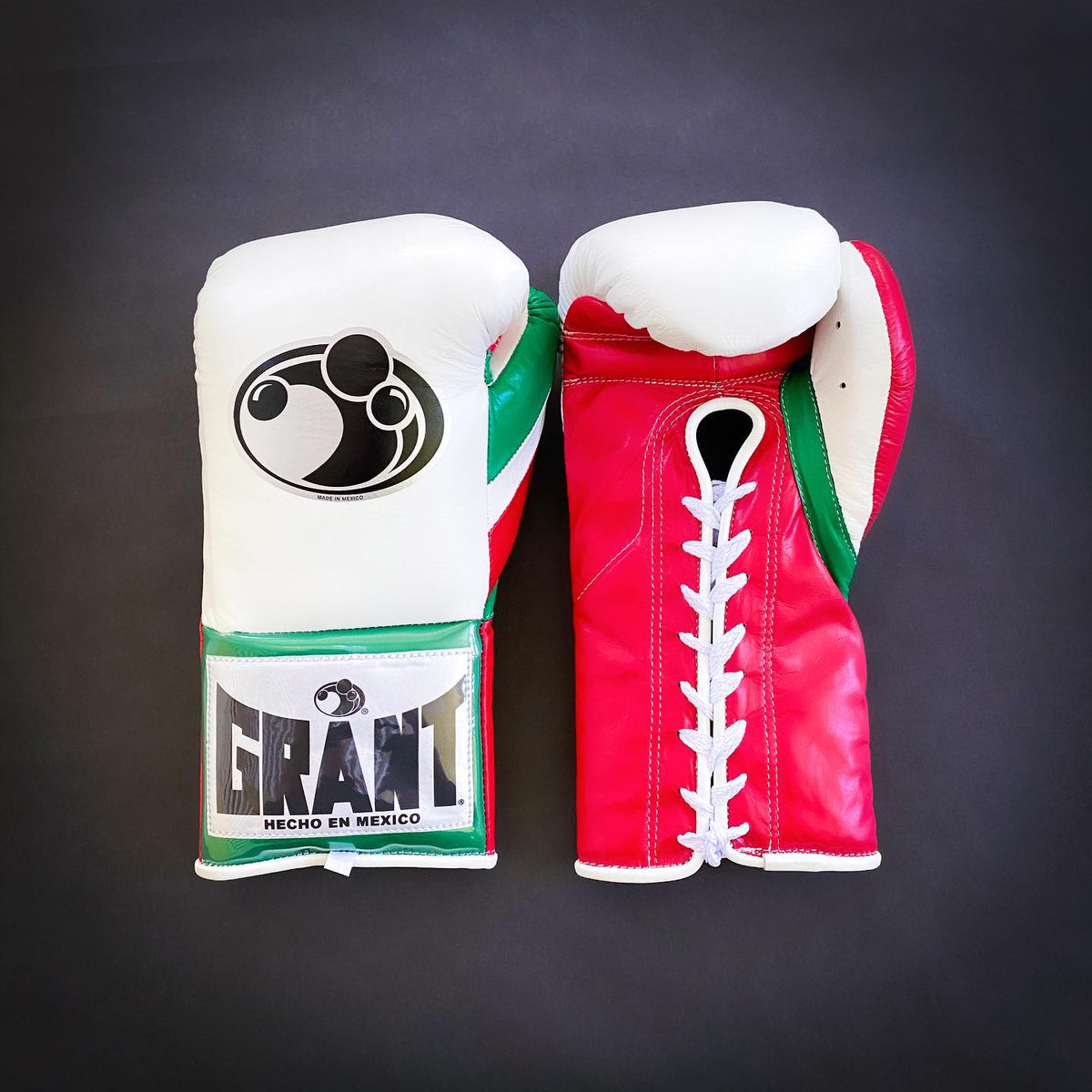 Grant Boxing Gloves White/Red/Green Leather Gloves for Fighting Practice