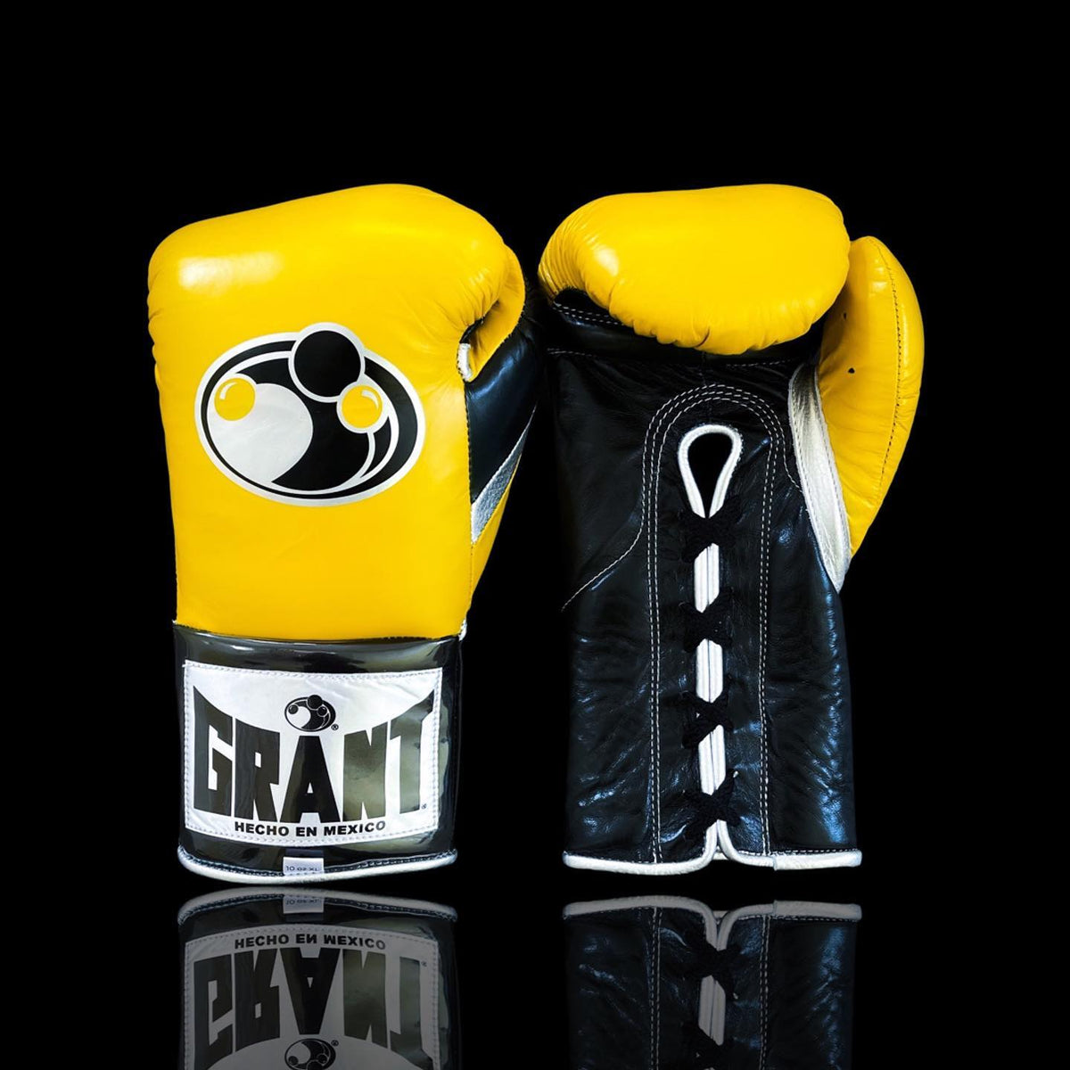Grant Boxing Gloves Yellow/Black/Silver Leather Gloves for Pad Work