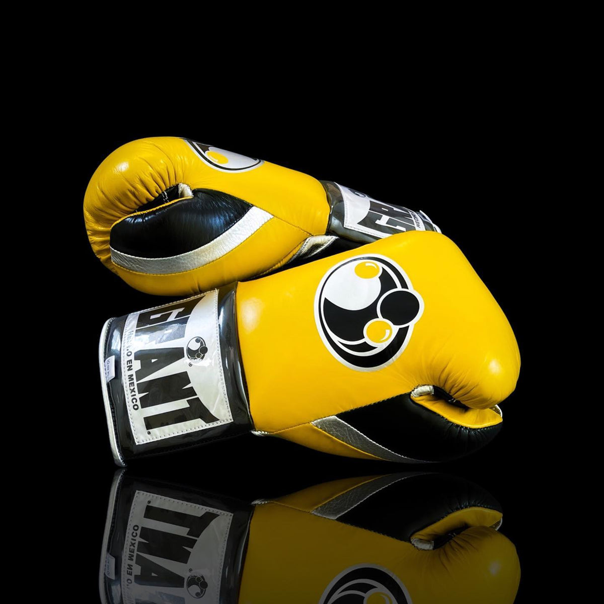Grant Boxing Gloves Yellow/Black/Silver Leather Gloves Side View